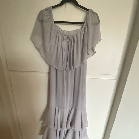 lavender full length off the shoulder dress - Picture 3 of 4